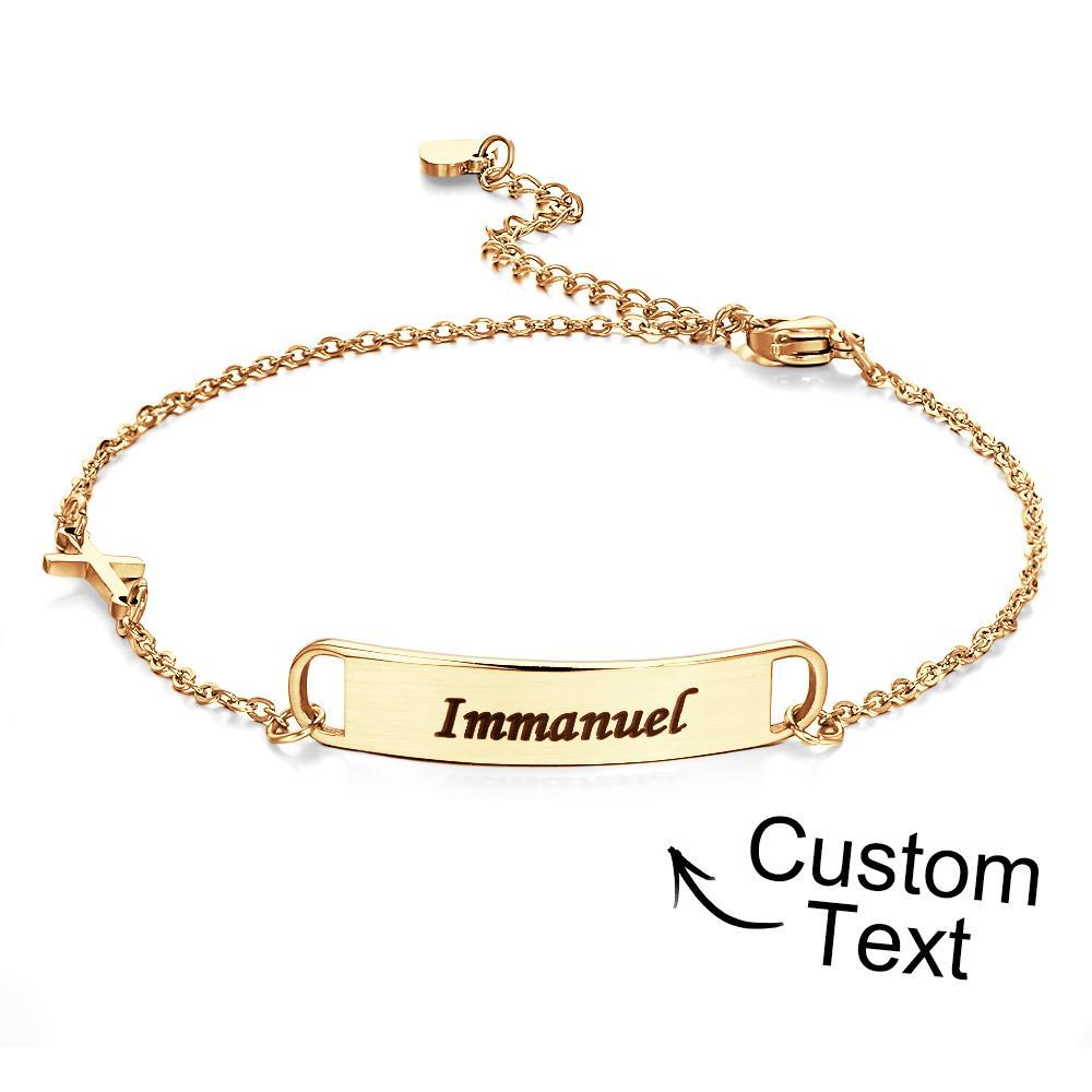 Custom Engraved Bracelet Creative Cross Simple Metal Gifts - NameNecklace