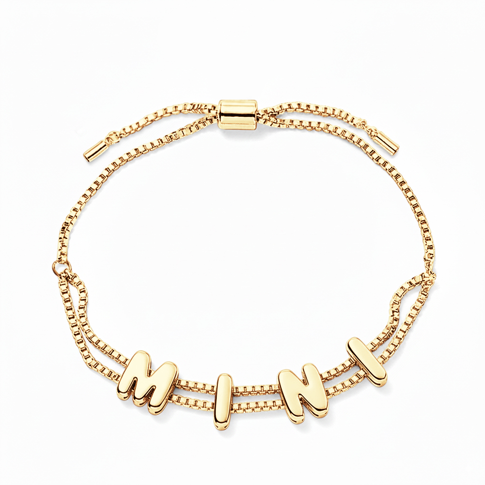 Custom Bubble Letter Name Bracelet Personalized Name Bracelet Engraved Name Bracelet Bridesmaid Name Bracelet Gift for Her