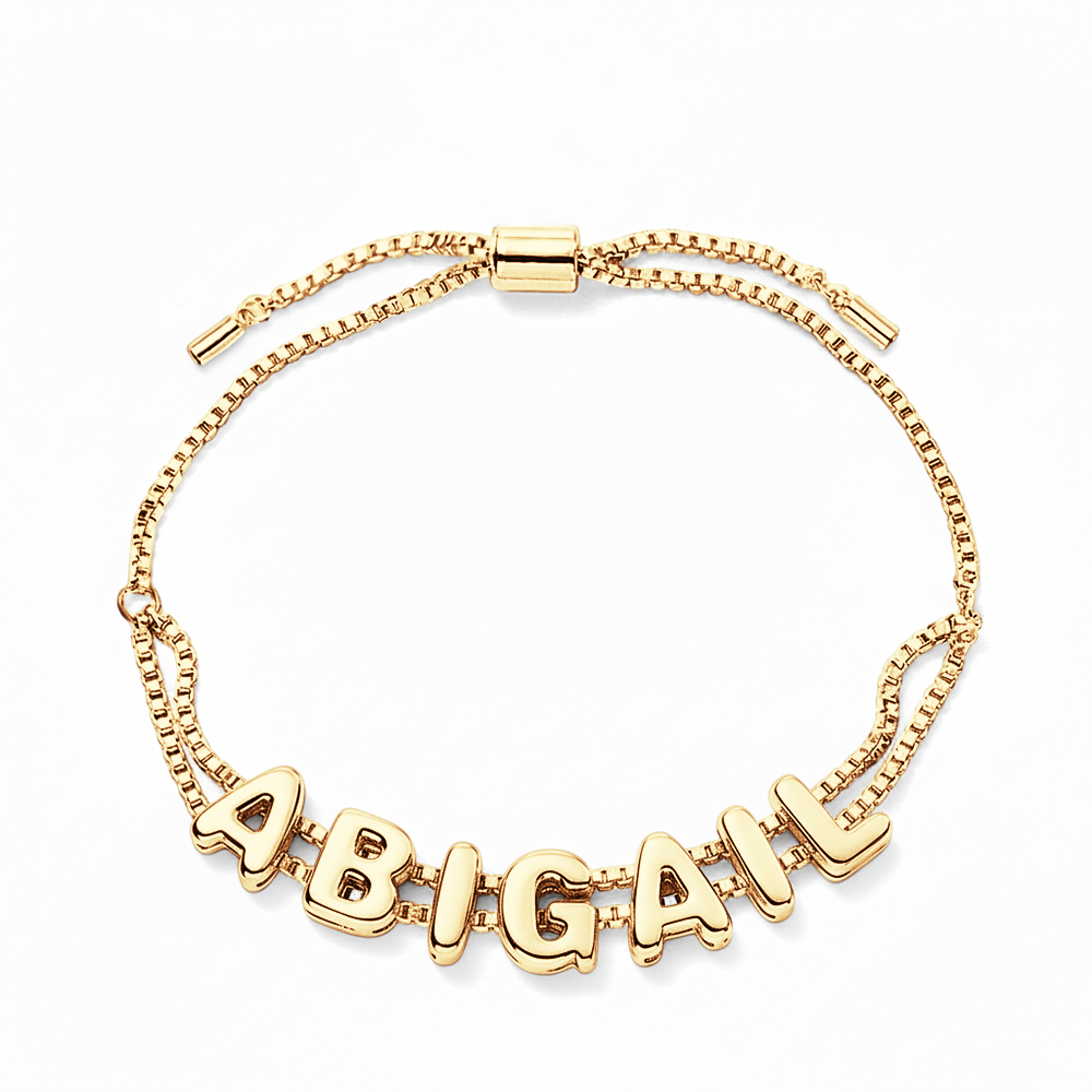 Custom Bubble Letter Name Bracelet Personalized Name Bracelet Engraved Name Bracelet Bridesmaid Name Bracelet Gift for Her
