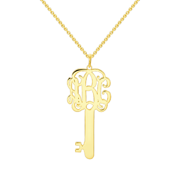 Key Monogram Necklace Gold Plated Silver