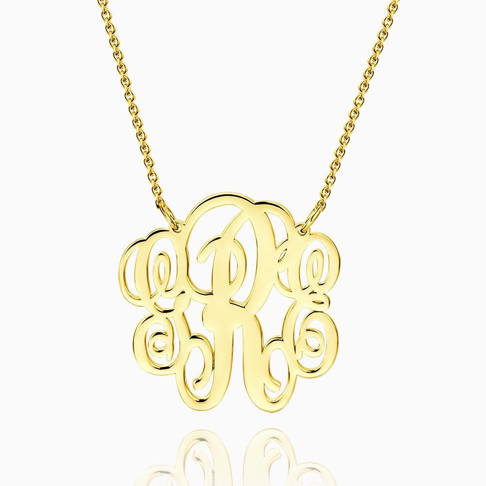Fancy Monogram Necklace Gold Plated Silver