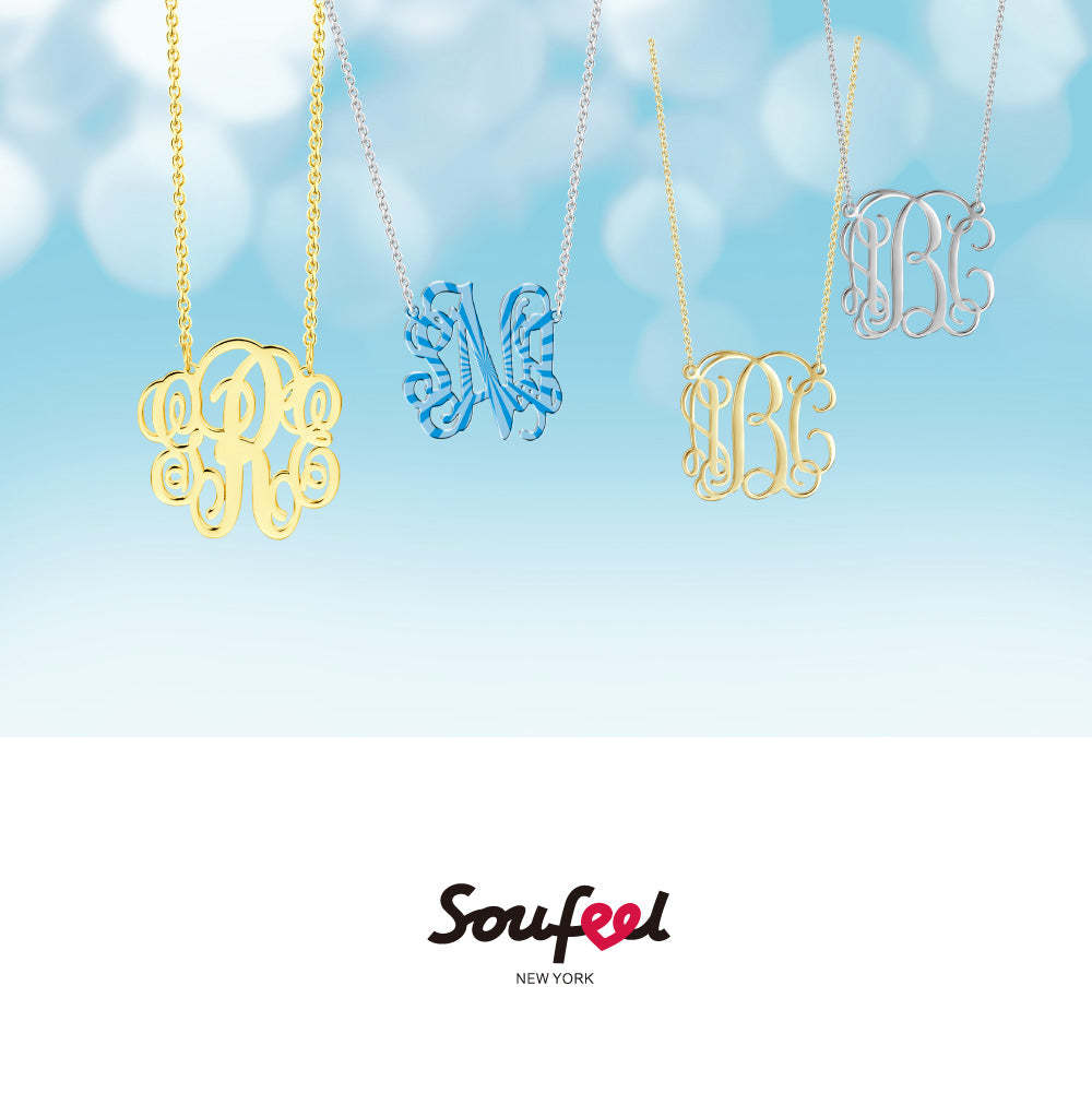 Fancy Monogram Necklace Gold Plated Silver