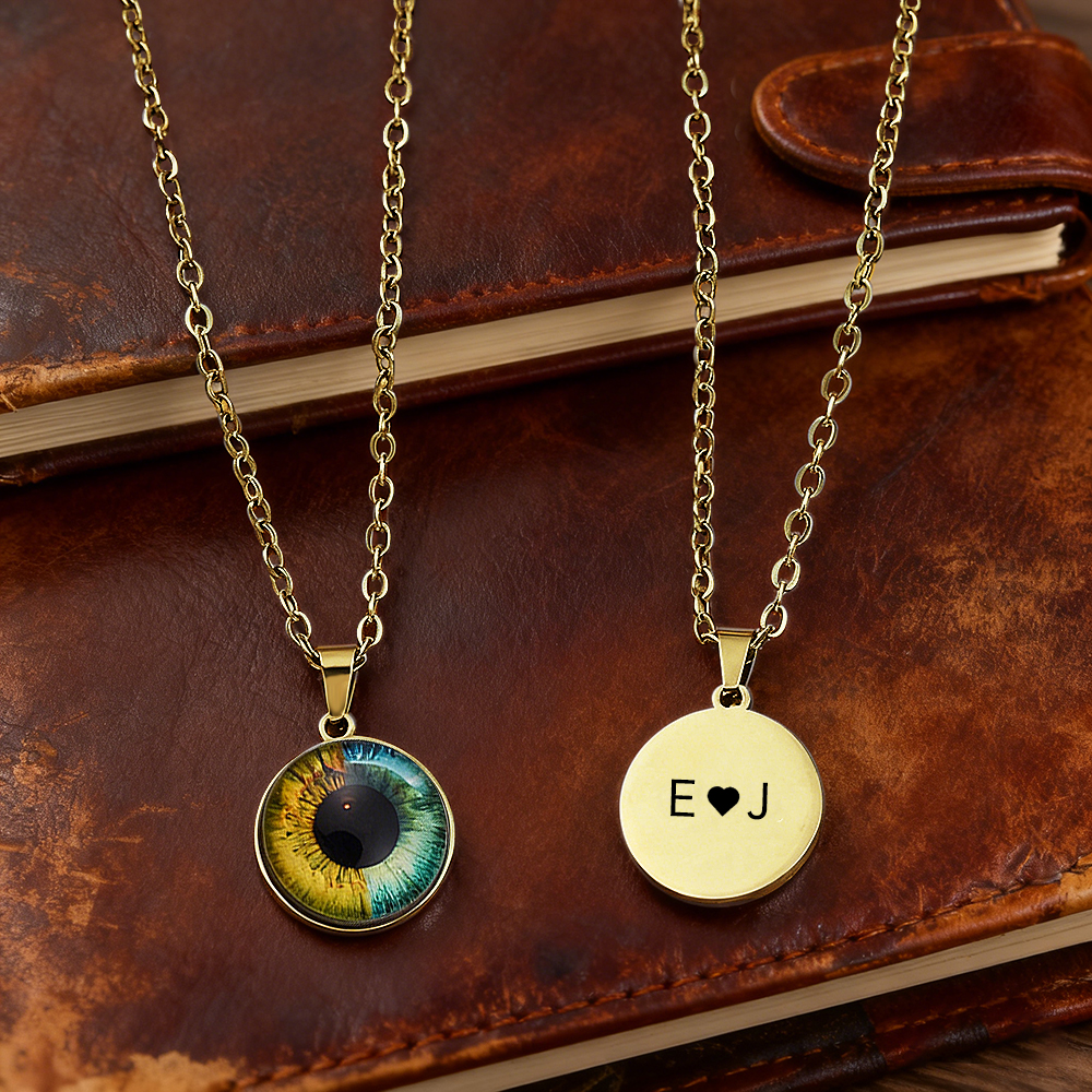 Custom Two-Eye Couple Portrait Pendant Intertwined Souls Dual Eye