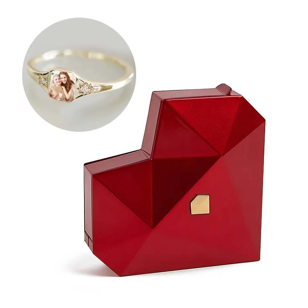 Ring Memorial Box Set Personalized Birthstone Photo Ring 2 Photo Colors Custom Jewelry Perfect Gift for Her Valentine's Day Gifts
