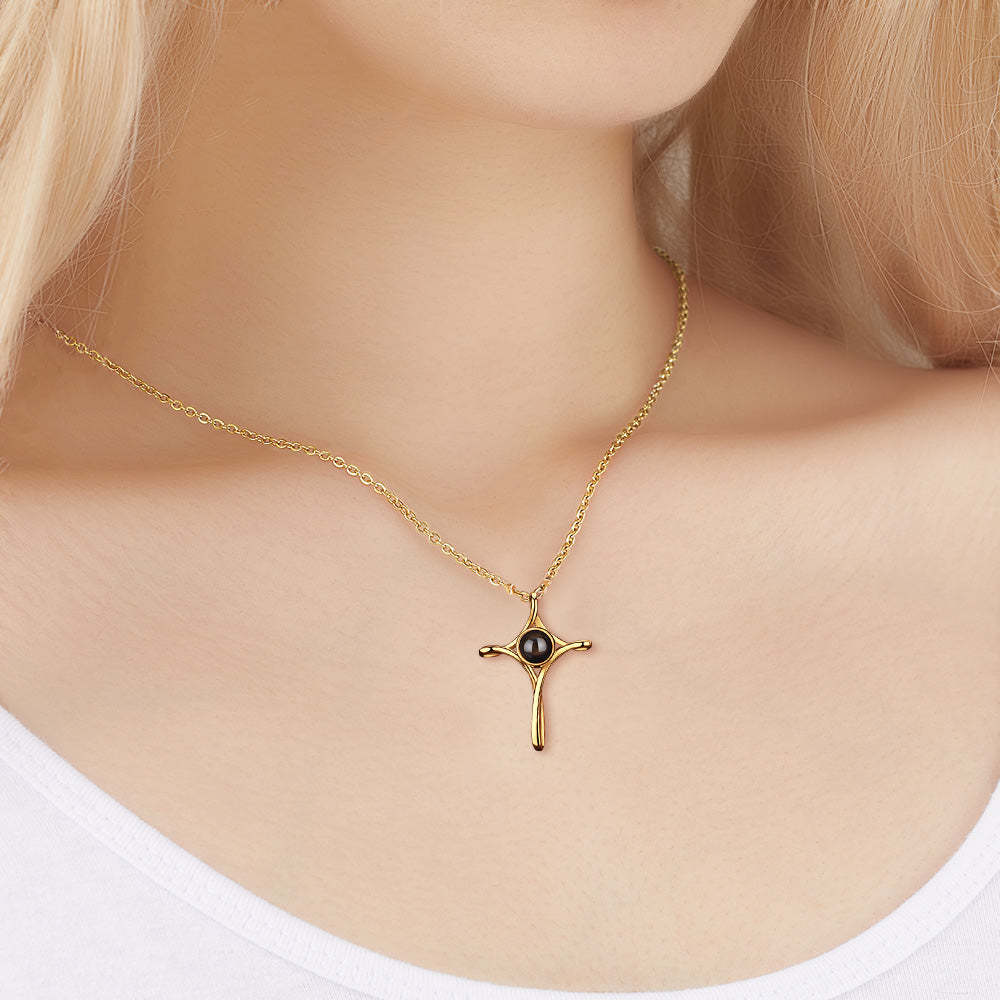 Custom Projection Necklace Cross Pendant Necklace Gift for Her - NameNecklace