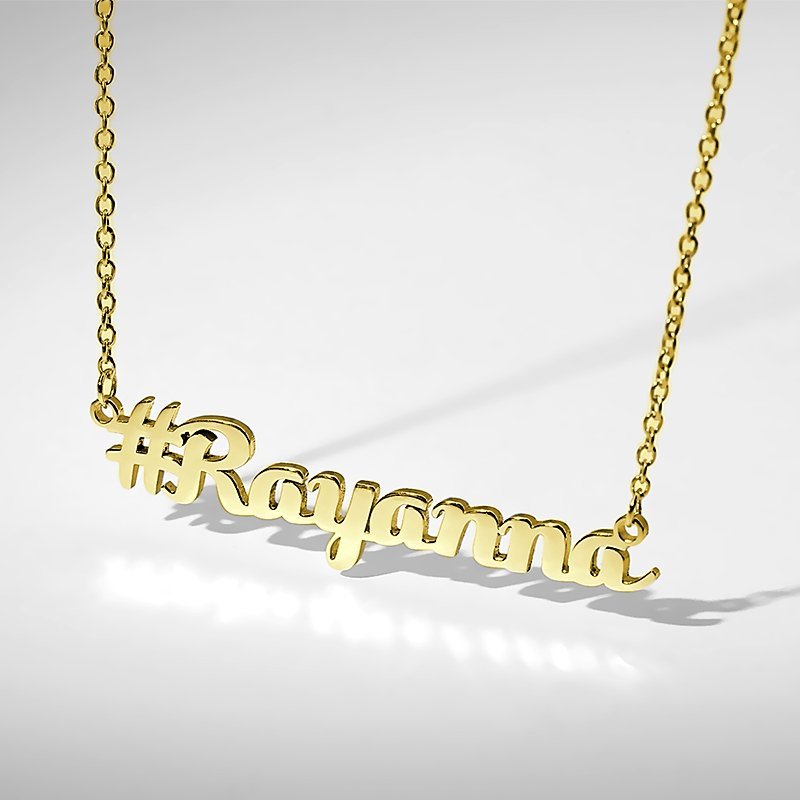 Hashtag Name Necklace Gold Plated Silver