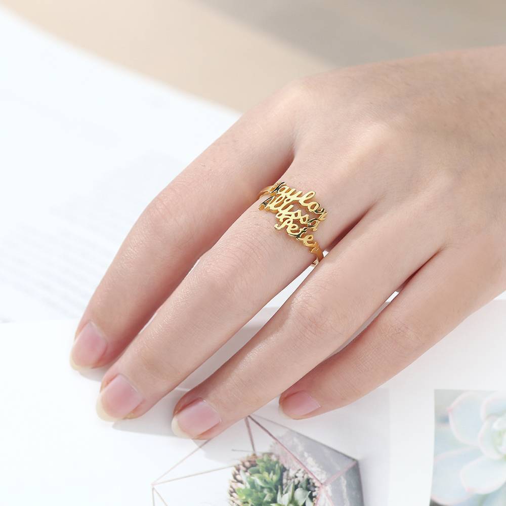 Three Name Ring Silver For Her