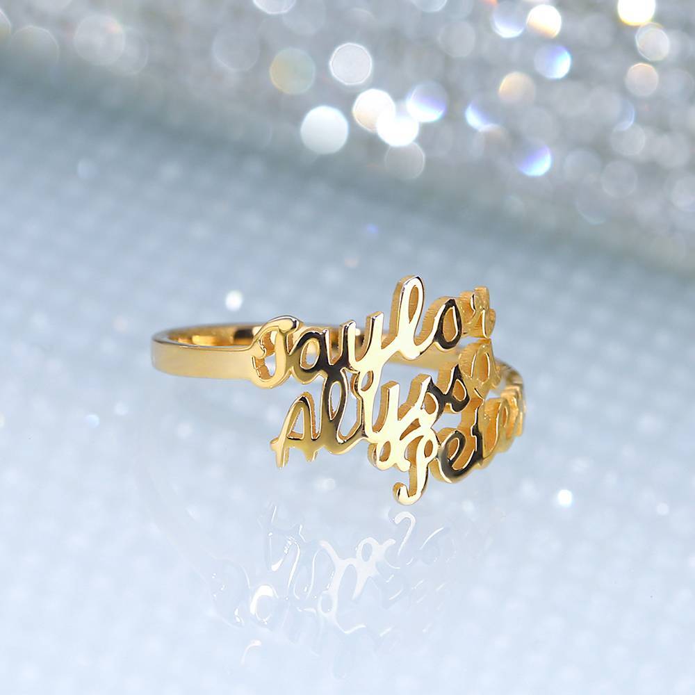 Three Name Ring Silver For Her