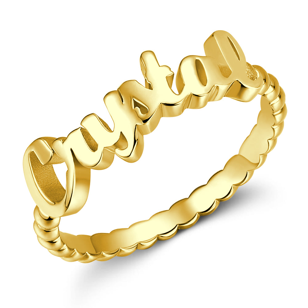 Name Rings for Women Copper 14K Gold Plated