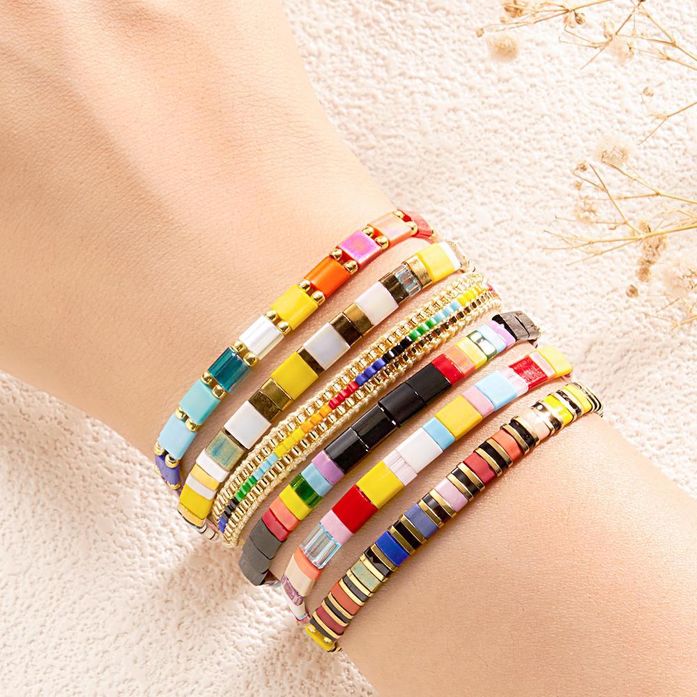 Tila Bracelet Rainbow Colors Handcrafted Gift for Jewelry Lovers - NameNecklace