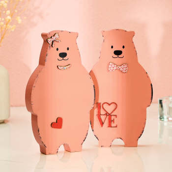 Wooden Couple Bear Home Decor Valentine's Day Gift for Couple - NameNecklace