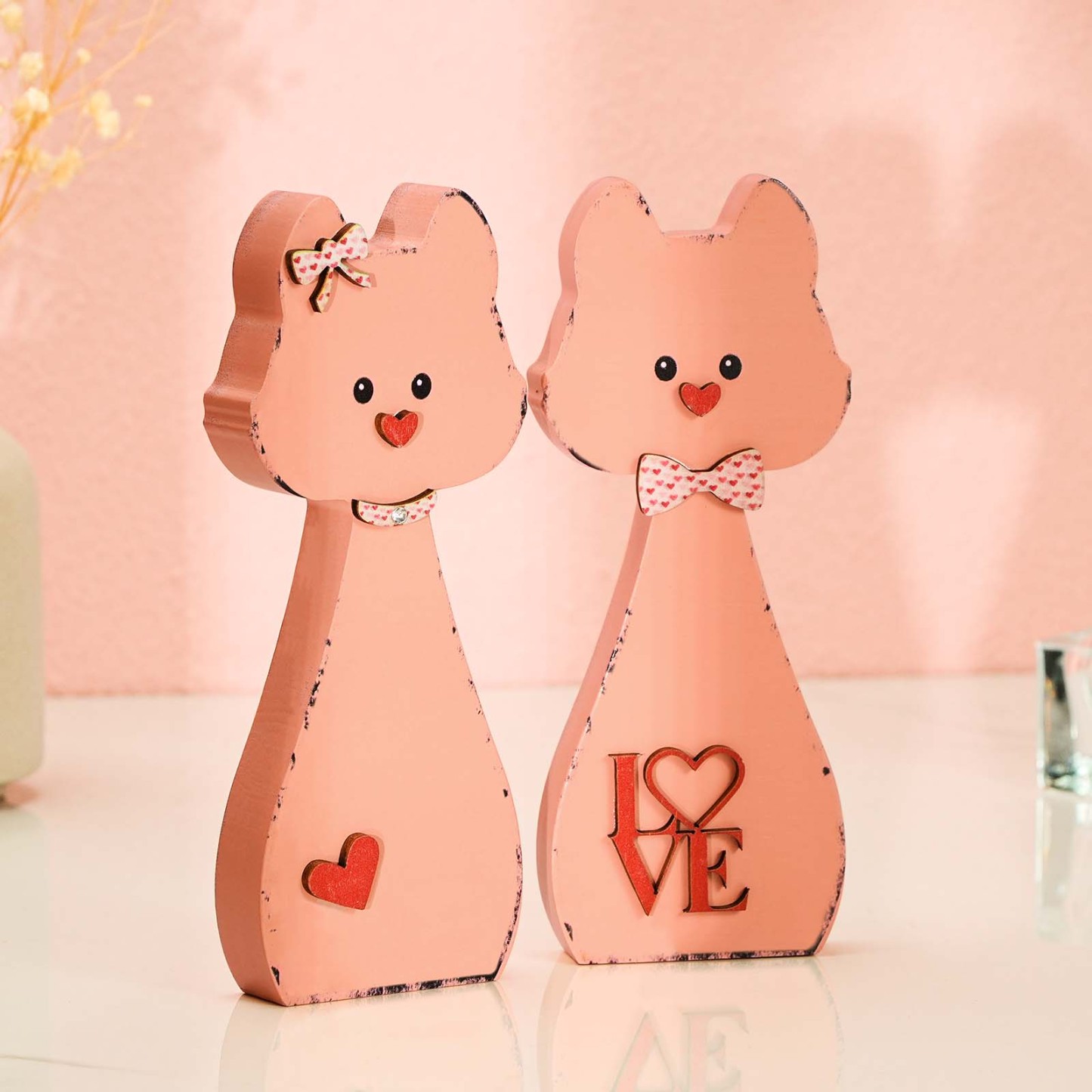 Wooden Couple Dog Home Decor Valentine's Day Gift for Couple - NameNecklace