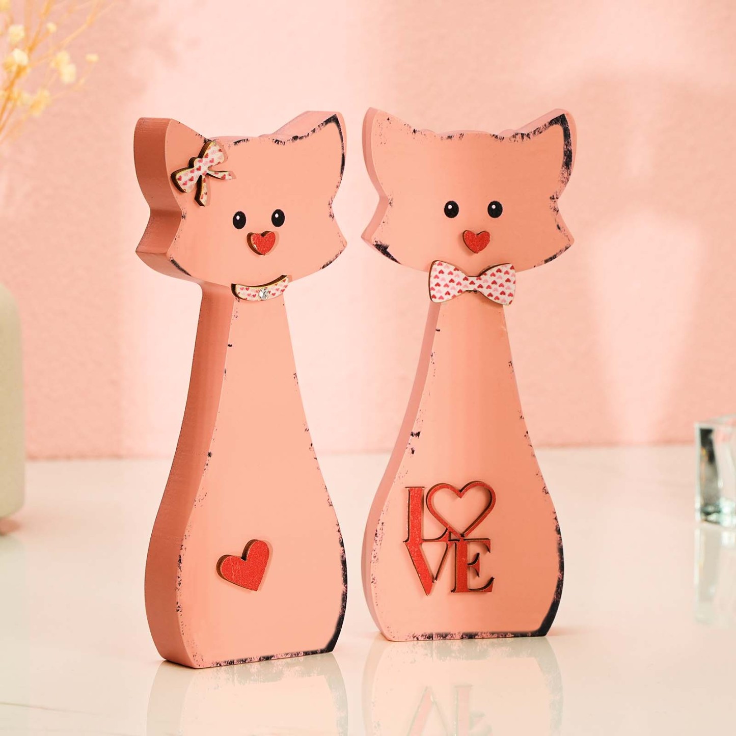 Wooden Couple Fox Home Decor Valentine's Day Gift for Couple - NameNecklace