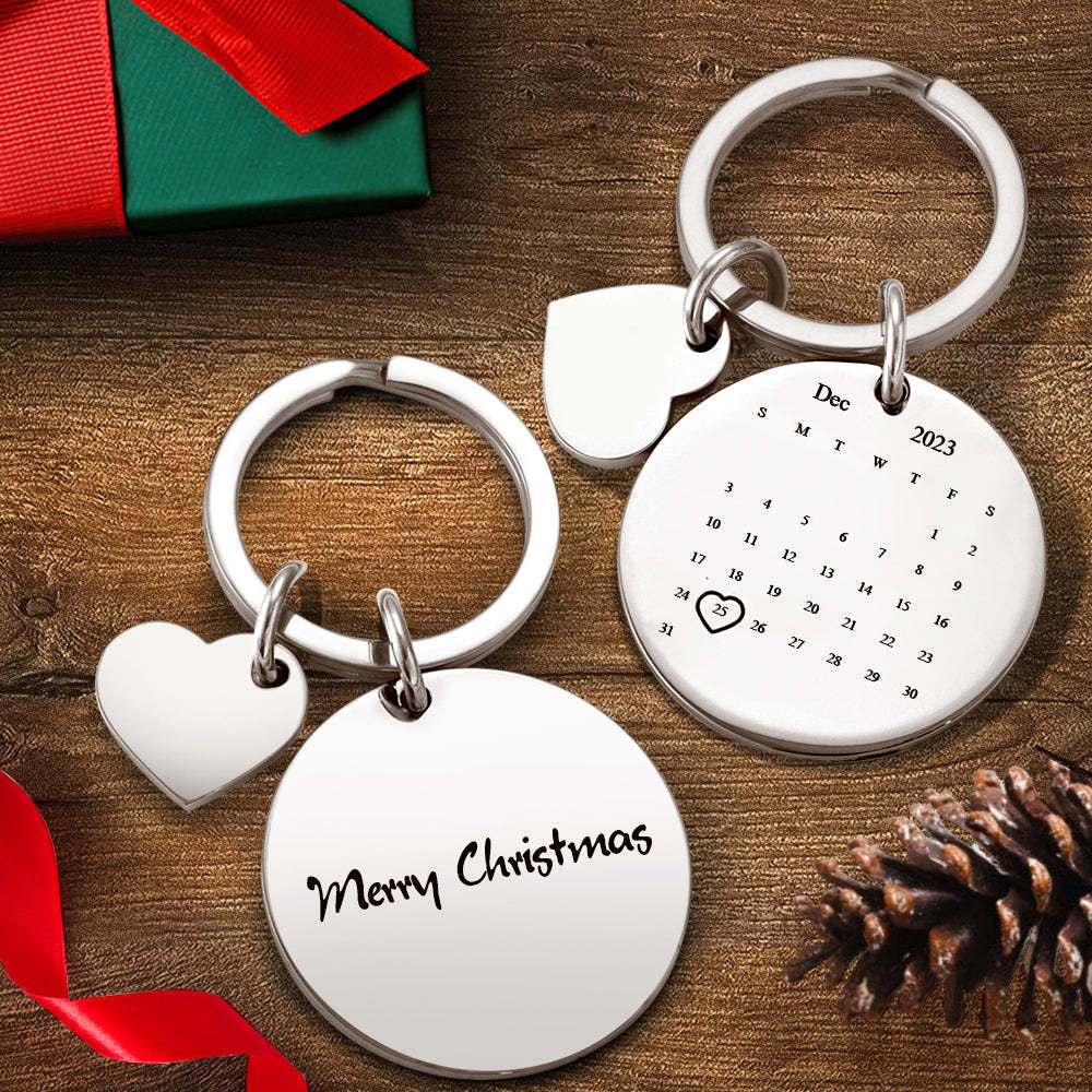 Christmas Gift Custom Calendar Keychain Save The Date Keychain Anniversary Gift