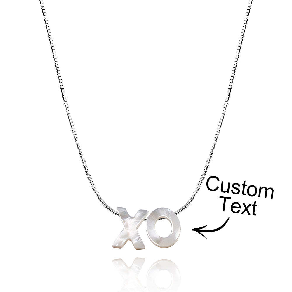 Mother of Pearl Name Necklace Custom Name Silver Necklace - NameNecklace