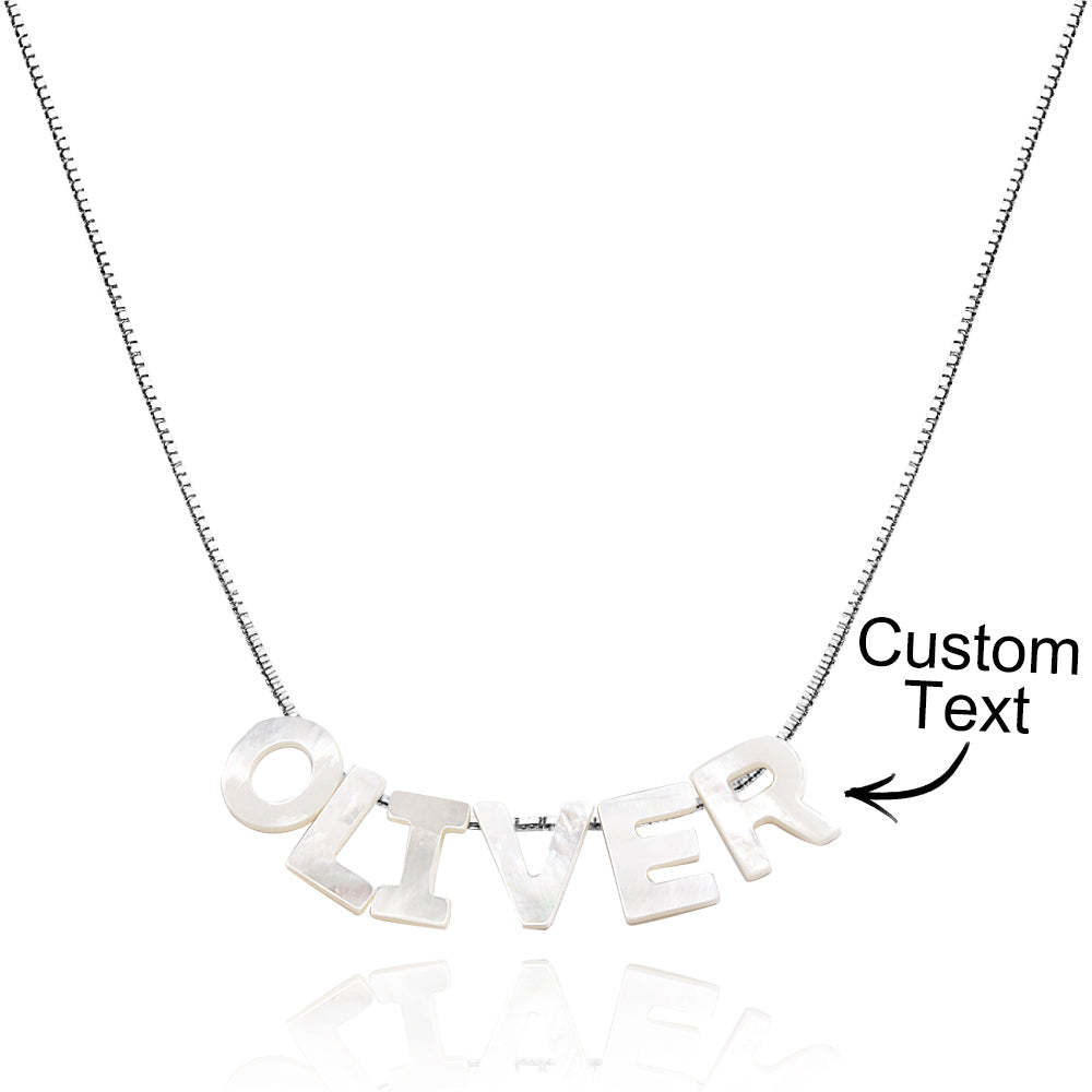 Mother of Pearl Name Necklace Custom Name Silver Necklace - NameNecklace