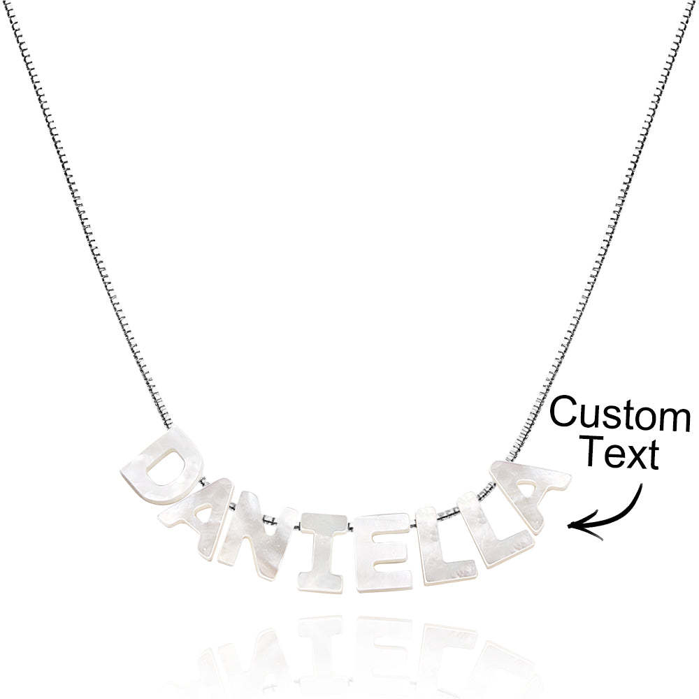 Mother of Pearl Name Necklace Custom Name Silver Necklace - NameNecklace