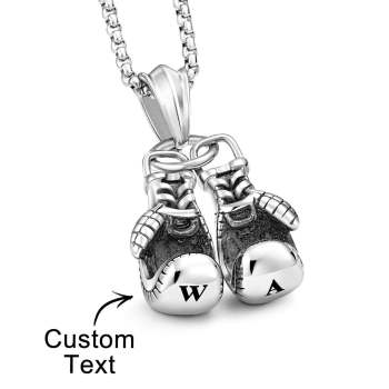 Custom Engraved Necklace Hip Hop Boxing Gloves Gift for Him - NameNecklace
