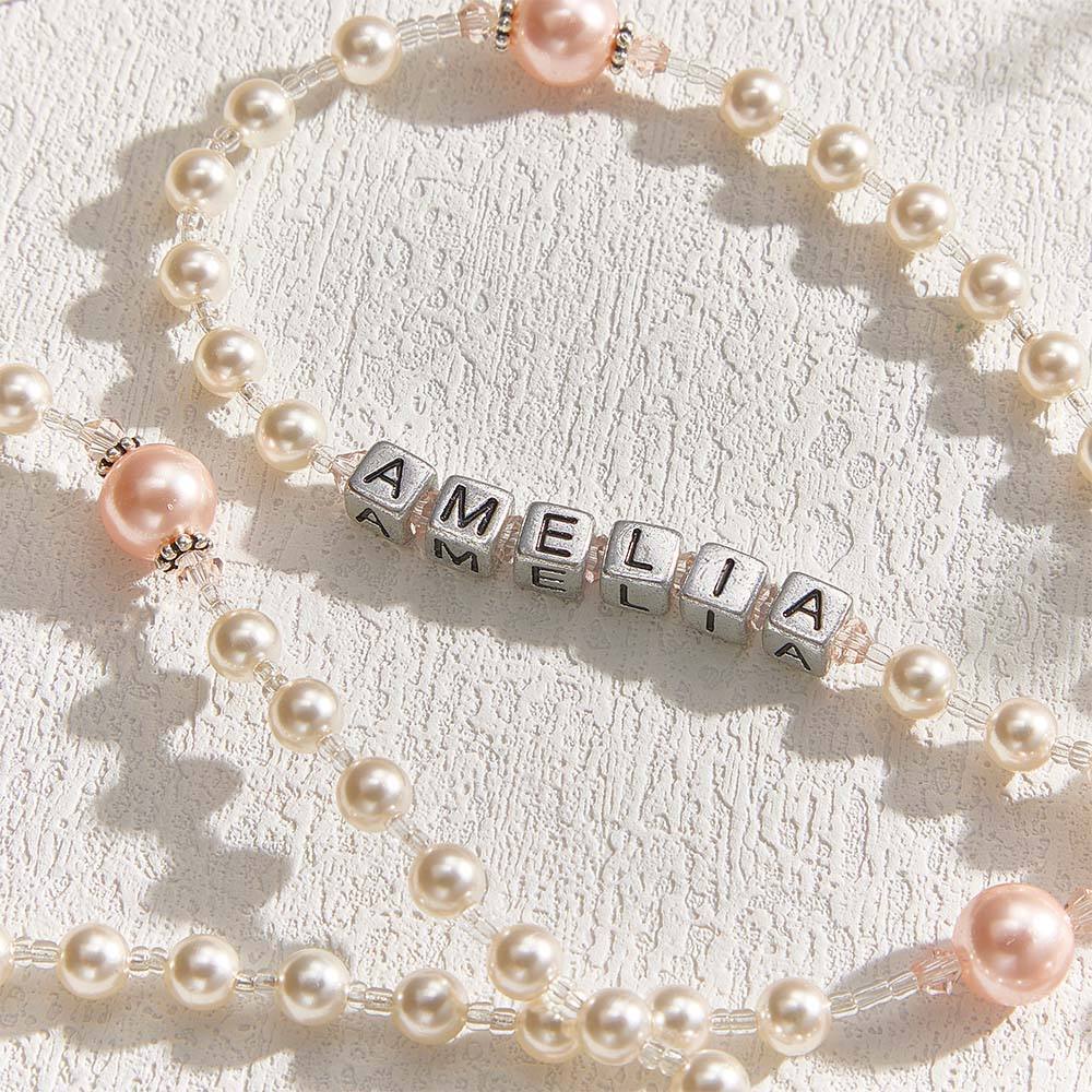 Personalized Rosary Beads in White and Pink - Baptism Gift, First Communion Gift, Confirmation, Baby or Little Girl Keepsake, Mother Rosary