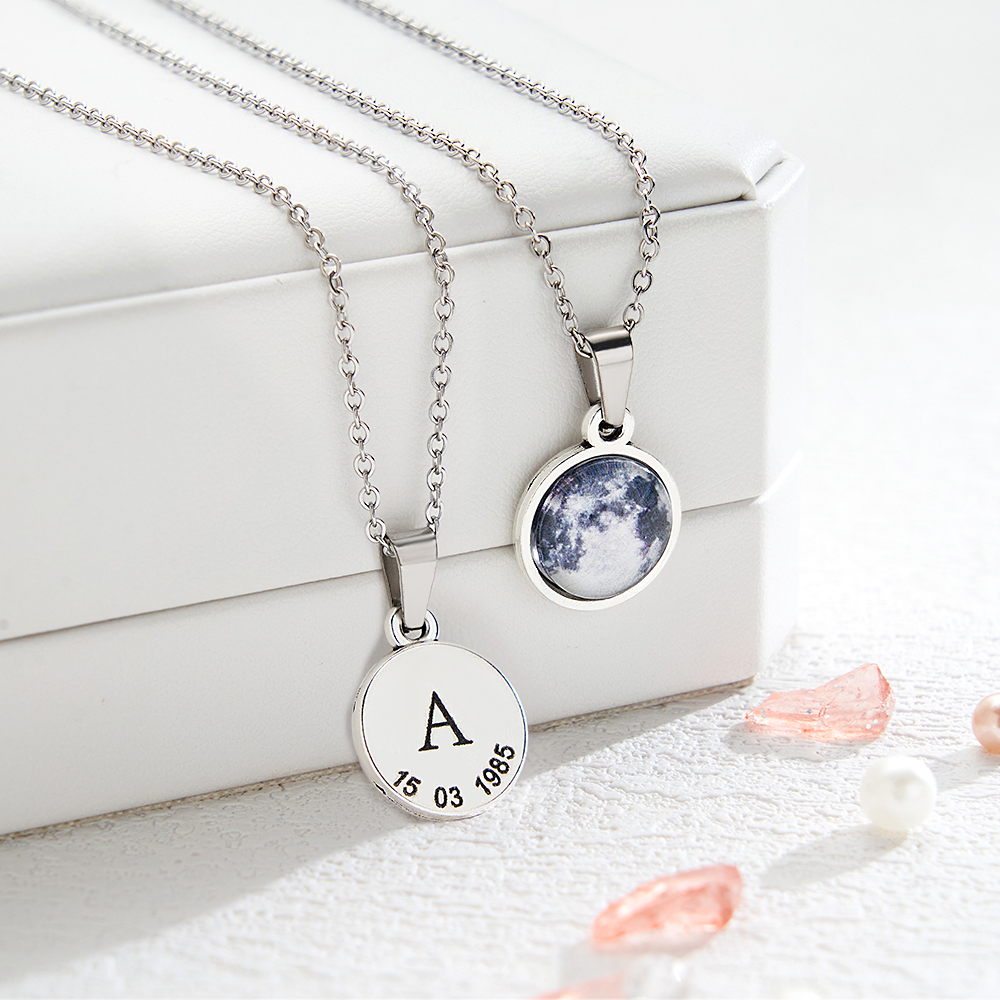 Custom Moon Phase Necklace Personalized Special Date Moon Jewelry The Moon of Your Day Necklace Gift for Birthday Anniversary Gift