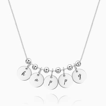 Engraved Initial Necklace Silver
