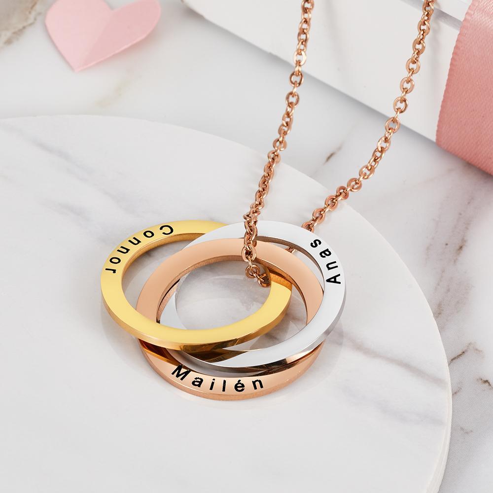 Custom 3 Circle necklace Russian Ring Necklace Stainless Steel