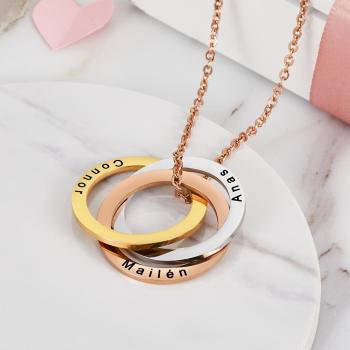 Custom 3 Circle necklace Russian Ring Necklace Stainless Steel