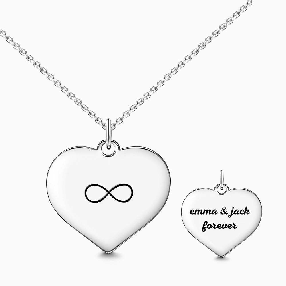 Engraved Infinity Love Necklace Silver