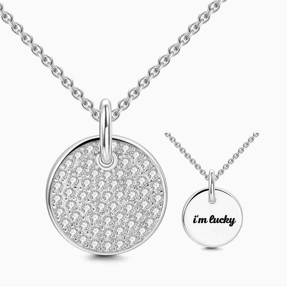 Engraved Full Moon Bar Necklace Silver