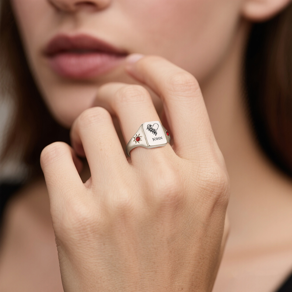 Custom Memorial Birthstone Ring with Angel Wings Personalized Winged Keepsake Ring with Birthstone  Memorial Jewelry