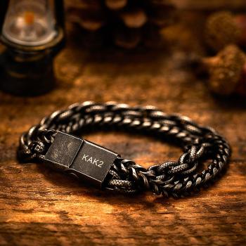 Father's Day Gift - Custom Men's Name Bracelet Stainless Steel Black Friendship Bracelet