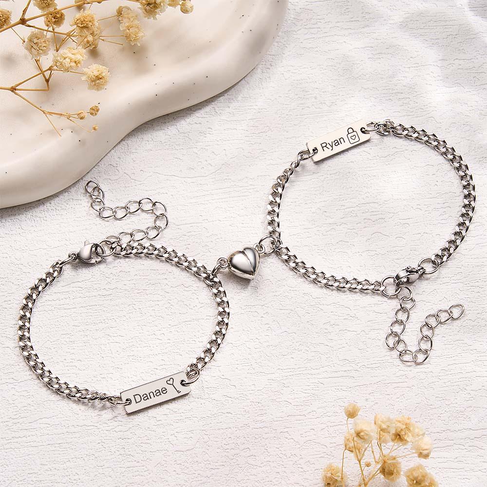Personalized Matching Bracelets for Couples Custom Couples Bracelets for bf and gf Valentine's Day Christmas Birthday - NameNecklace