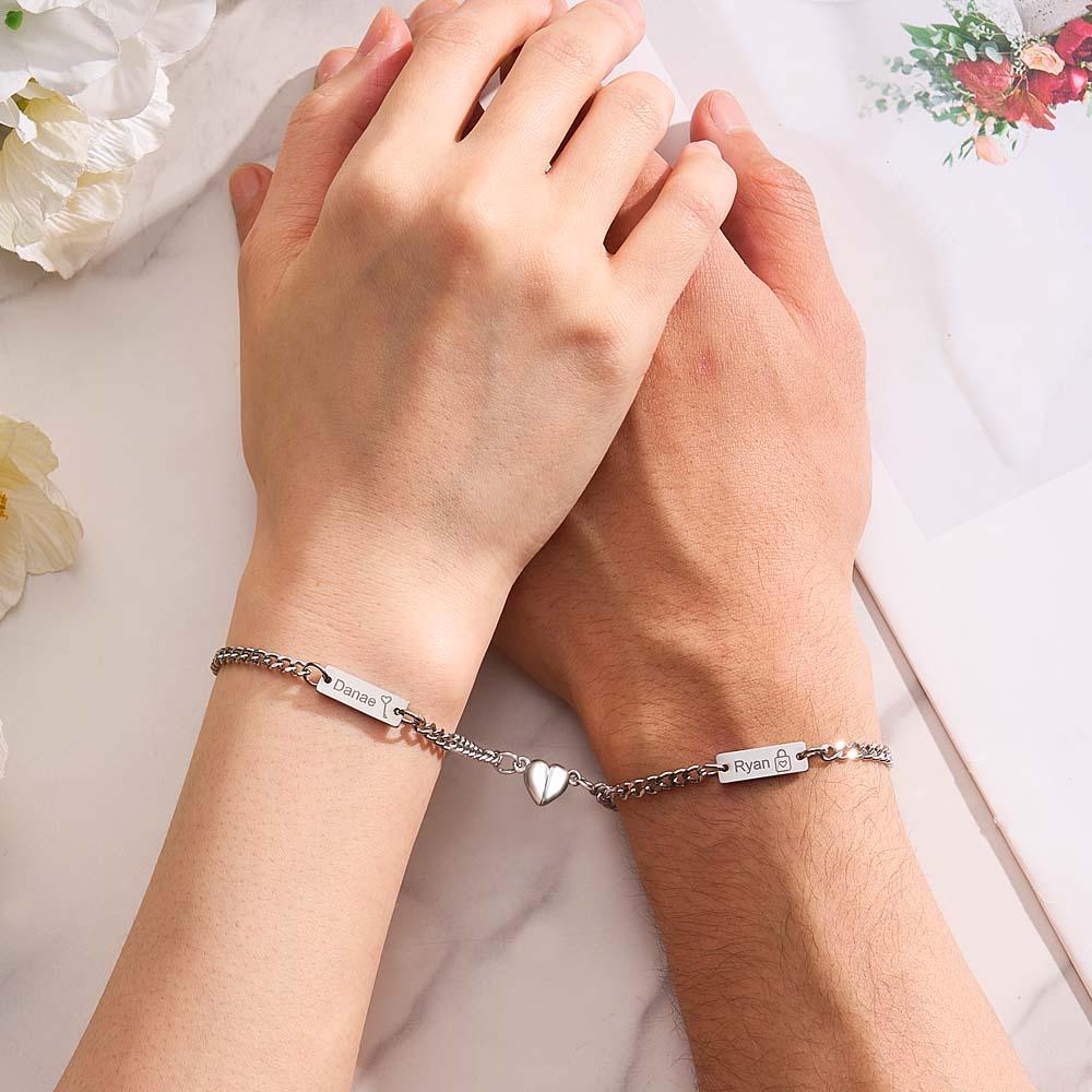 Personalized Matching Bracelets for Couples Custom Couples Bracelets for bf and gf Valentine's Day Christmas Birthday - NameNecklace