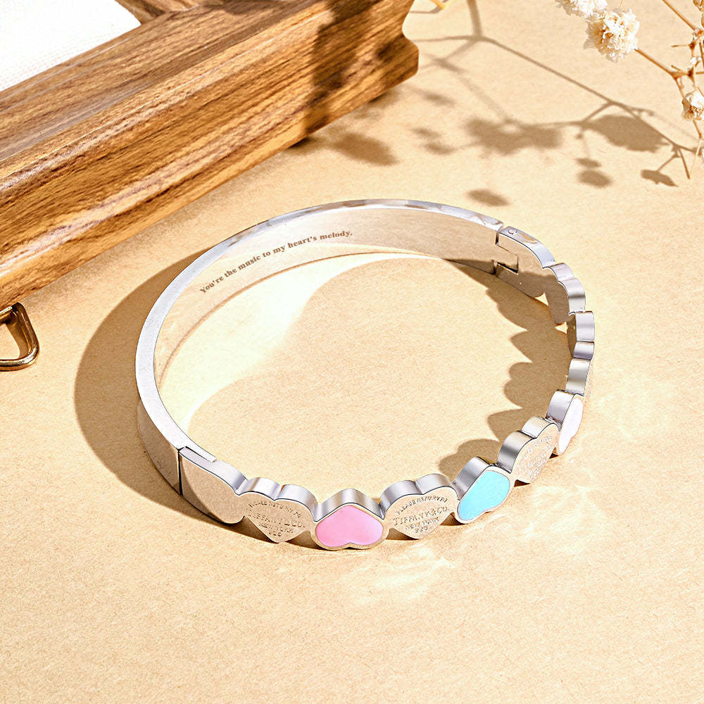 Engravable Peach Heart Bracelet Sweet Cute Colorful Bracelet Jewelry Gift For Her - NameNecklace