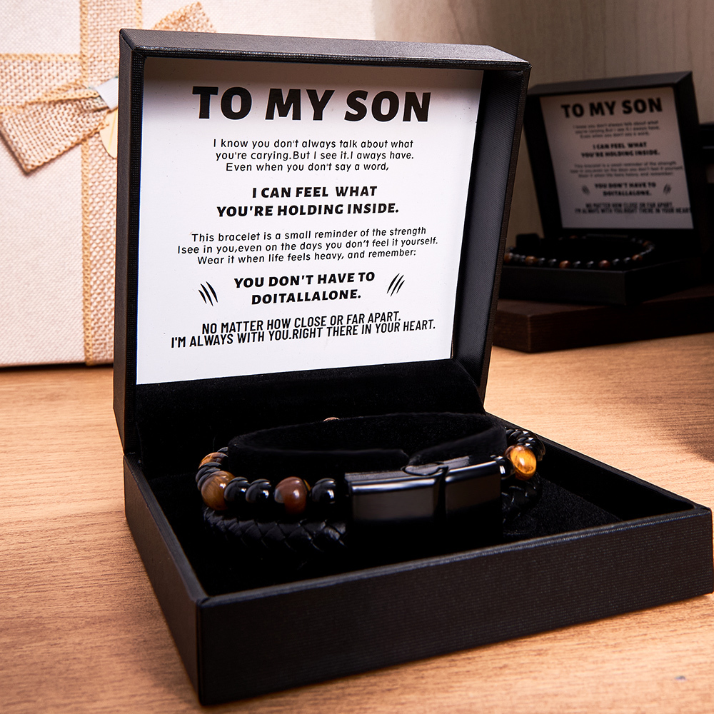 Peronalized Name Bracelet The Guardian Son's Tiger Eye Bracelet Set