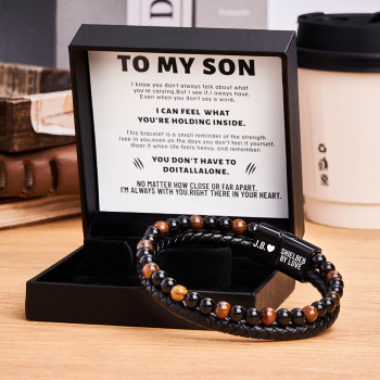 Peronalized Name Bracelet The Guardian Son's Tiger Eye Bracelet Set