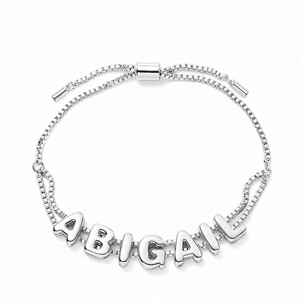Custom Bubble Letter Name Bracelet Personalized Name Bracelet Engraved Name Bracelet Bridesmaid Name Bracelet Gift for Her