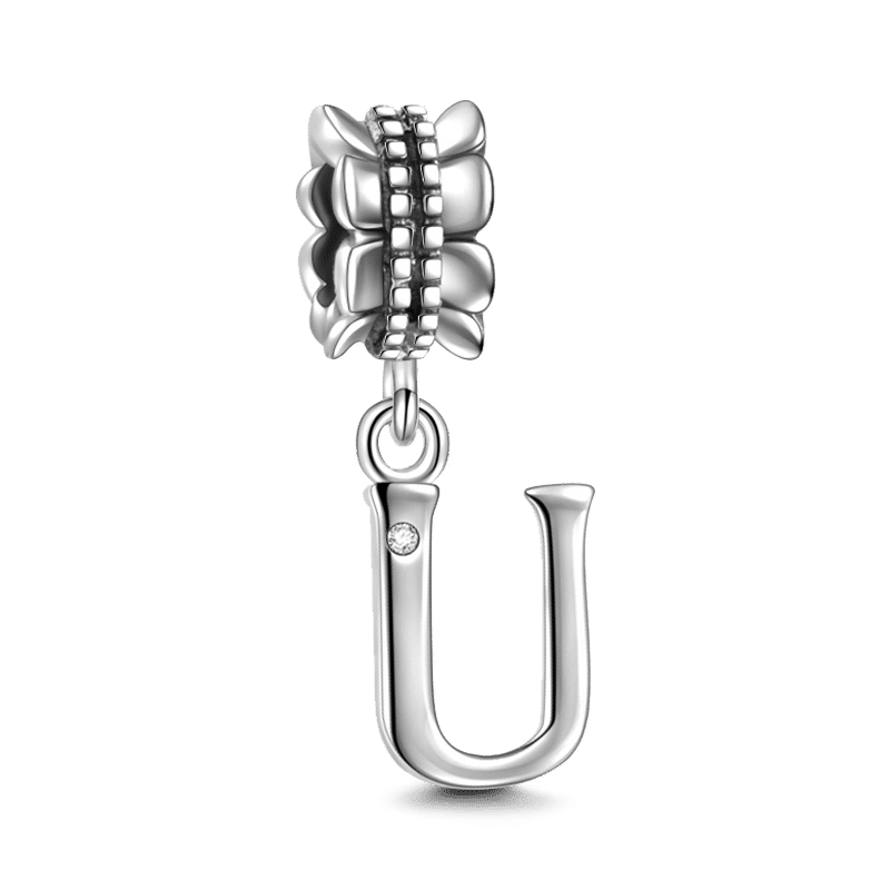 Letter U Charm Silver