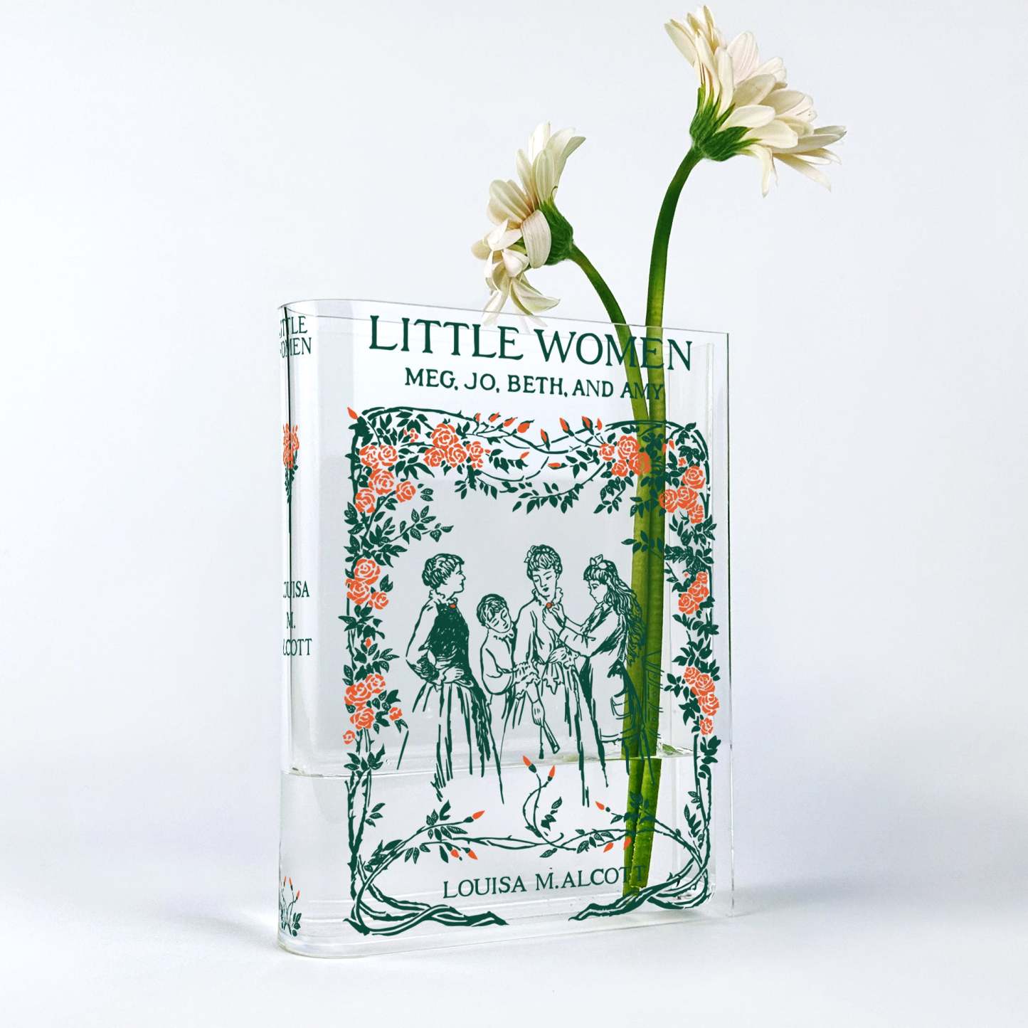 Little Women Acrylic Book Vase Literary-Inspired Flower Vase for Book Lovers