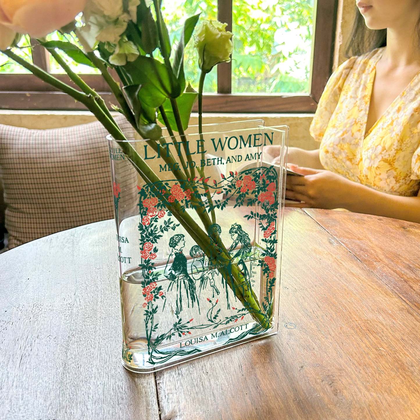 Little Women Acrylic Book Vase Literary-Inspired Flower Vase for Book Lovers