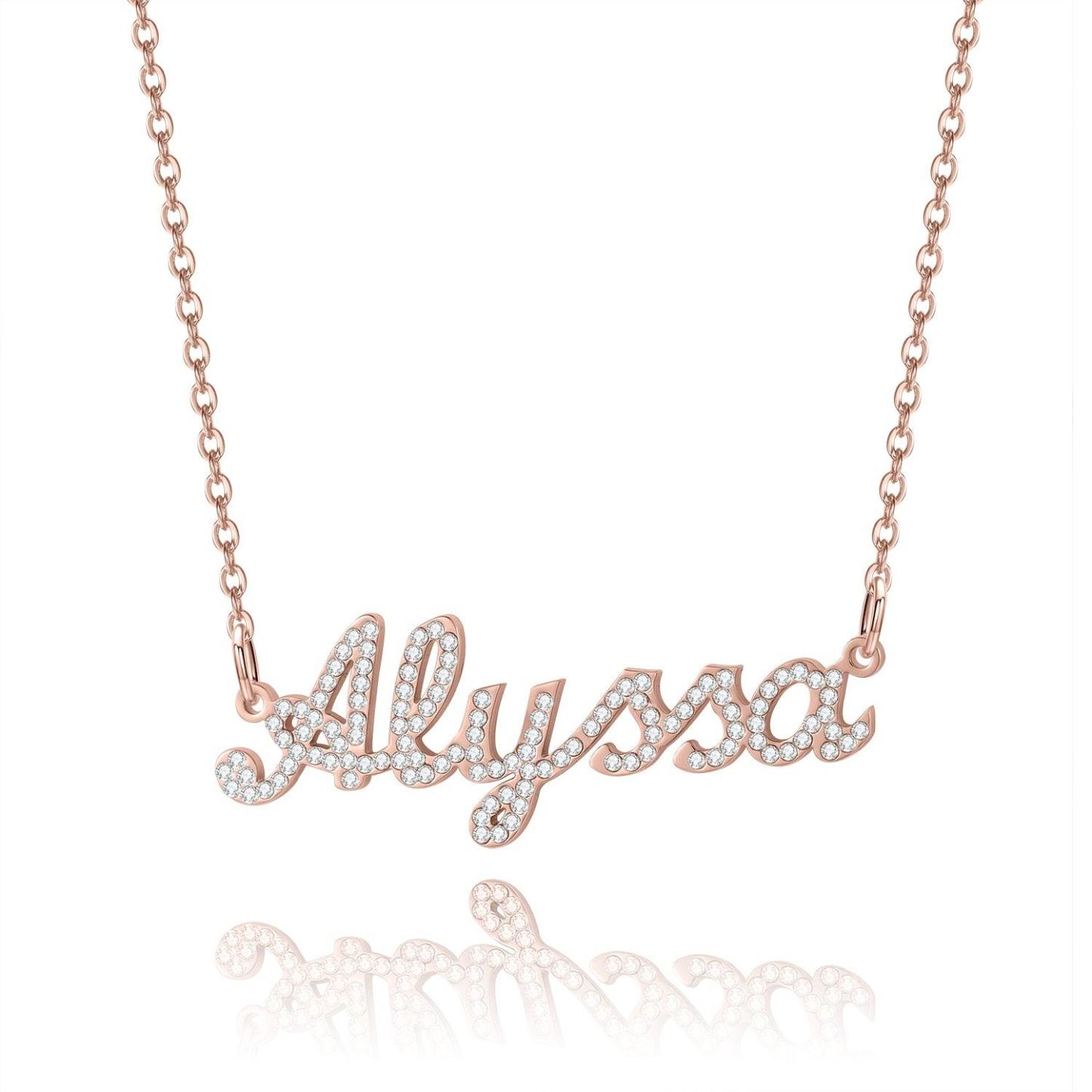 Custom Name Necklace: Design Your Dazzling Statement Personalized Diamond-Accent Name Necklace Sparkling Name Necklace for Her