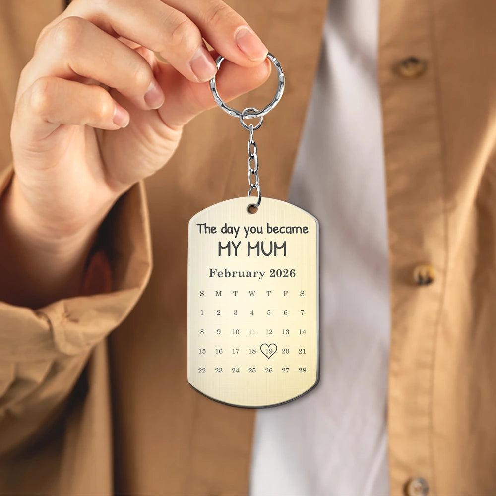 Custom Name Baby Picture Keychain Personalized Birth Date Calendar Metal Key Ring Newborn Birthday Gift for Husband