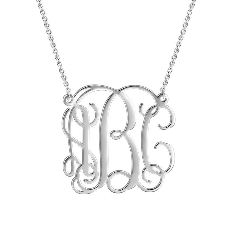 Small Monogram Necklace Silver (H: 2 cm)