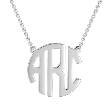 Custom Monogram Pendant Necklace Silver