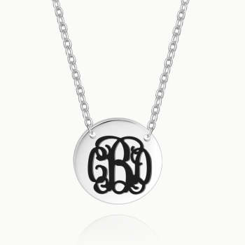 Engraved Monogram Necklace Silver