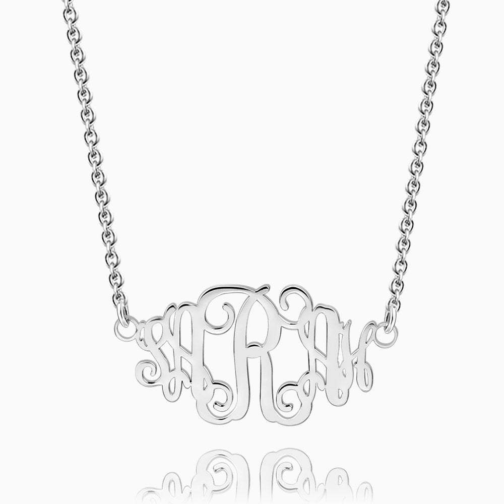 Celebrity Monogram Necklace Silver