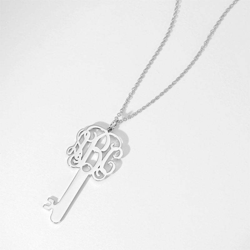 Key Monogram Necklace Silver