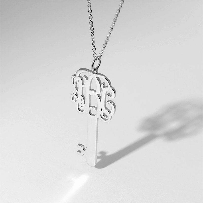 Key Monogram Necklace Silver
