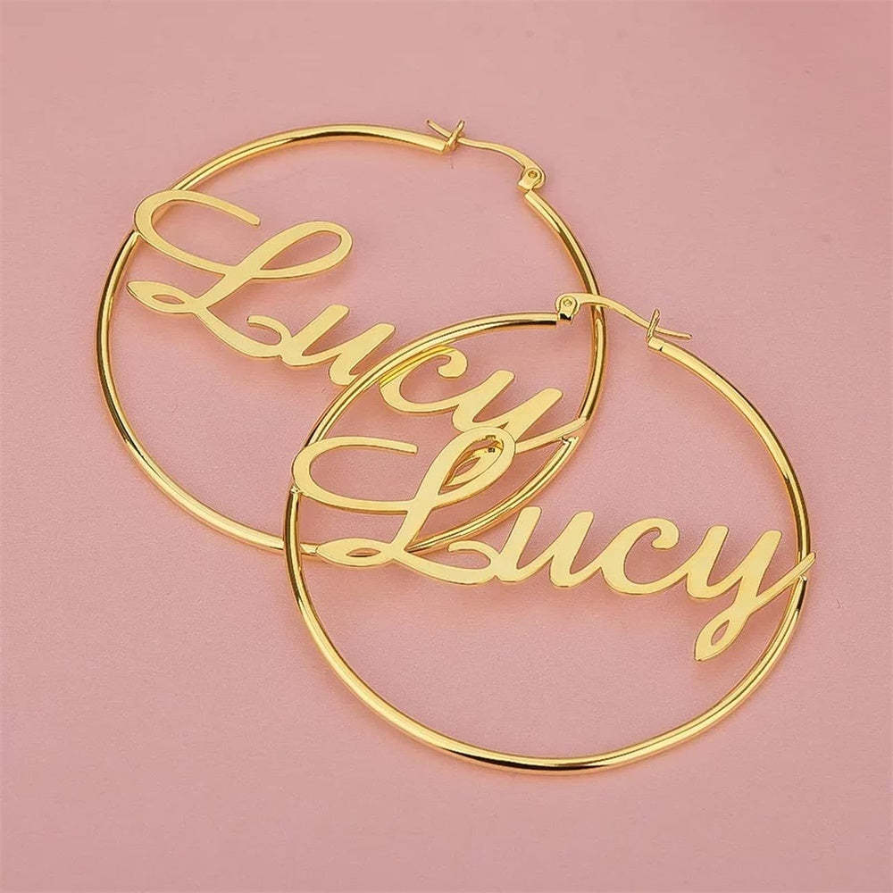 Personalized Name Earrings Name Hoop Earrings Fashion Jewelry Gift For Women - NameNecklace
