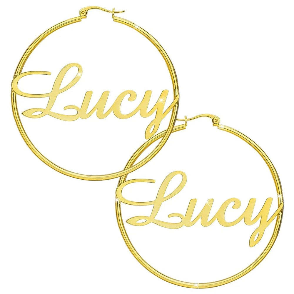 Personalized Name Earrings Name Hoop Earrings Fashion Jewelry Gift For Women - NameNecklace